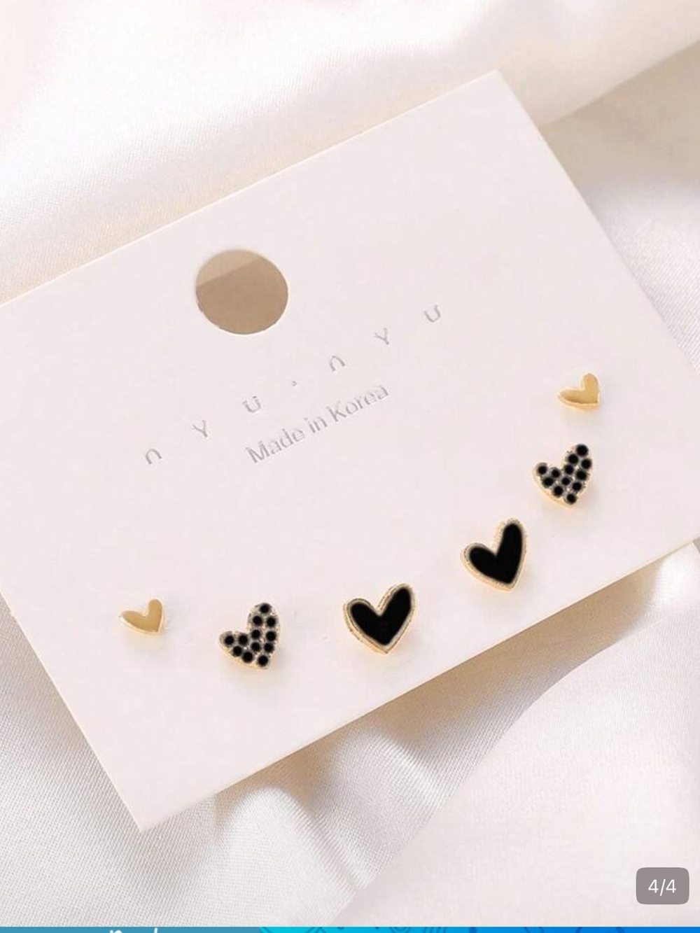 NYU NYU Korea Gold Heart Stud stack Earring Set 3 Pairs new card pearl CZ